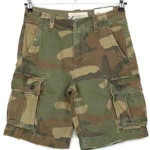 American Eagle Cargo Shorts Camo Classic Green Brown‎ Distressed 28